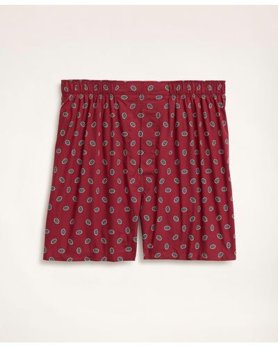 Brooks Brothers Cotton Broadcloth Foulard Boxers - Red