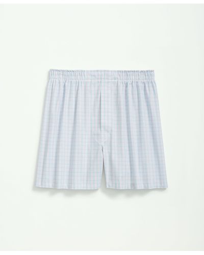 Brooks Brothers Cotton Broadcloth Multi Checked Boxers - Blue