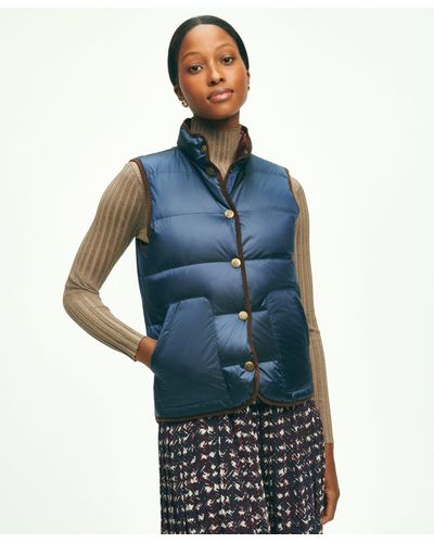 Brooks Brothers Reversible Down Puffer Vest - Blue