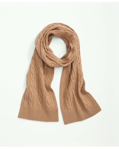 Brooks Brothers Merino Wool And Cashmere Blend Cable Knit Scarf - Natural