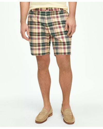 Brooks Brothers 7" Cotton Madras Shorts - Natural