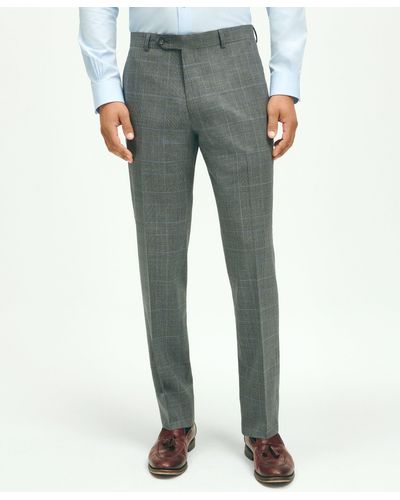Brooks Brothers Explorer Collection Classic Fit Wool Plaid Suit Pants - Gray