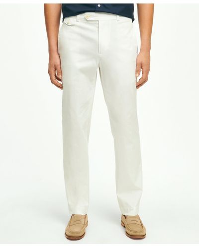 Brooks Brothers Slim Fit Canvas Poplin Chinos In Supima Cotton Pants - White