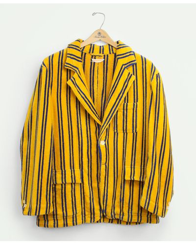 Brooks Brothers Vintage Striped Terry Cloth Cabana Jacket, 1980s - Yellow