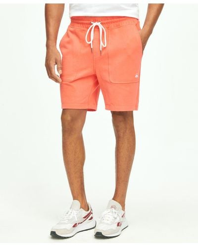 Brooks Brothers Stretch Sueded Cotton Jersey Sweat Shorts - Orange