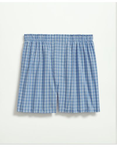 Brooks Brothers Cotton Broadcloth Gingham Boxers - Blue