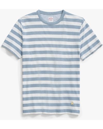 Brooks Brothers Blue Striped Linen And Cotton T-shirt