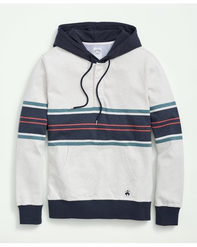 Brooks Brothers Cotton Chest Stripe Hoodie - Gray