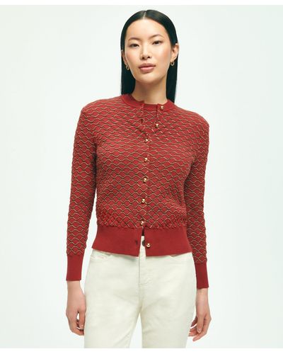 Brooks Brothers Cotton Lunar New Year Shimmer-scale Motif Cardigan - Red