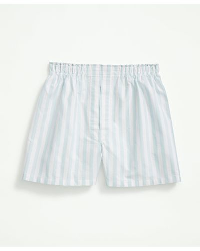 Brooks Brothers Cotton Oxford Stripe Boxers - Blue