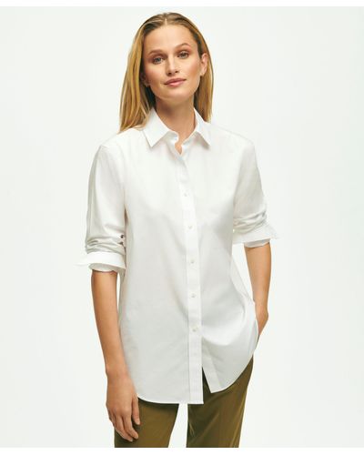 Brooks Brothers Relaxed Fit Non-iron Stretch Supima Cotton Shirt With White Collar & Cuffs