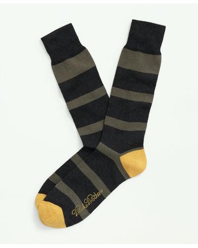 Brooks Brothers Cotton Blend Striped Socks - Black
