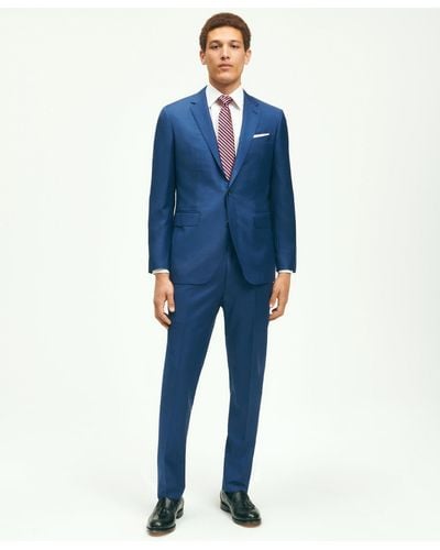 Brooks Brothers Slim Fit Wool Sharkskin 1818 Suit - Blue