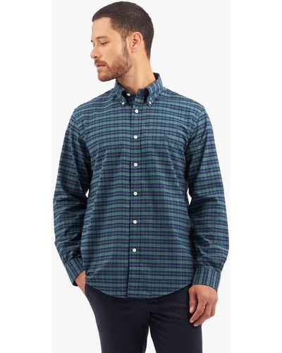Brooks Brothers Dark Green Regular Fit Non-iron Stretch Cotton Shirt With Button Down Collar - Azul