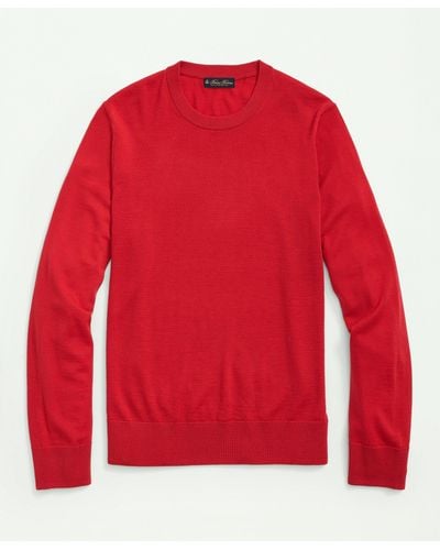 Brooks Brothers Fine Merino Wool Crewneck Sweater - Red