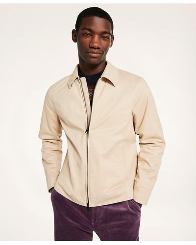 Brooks Brothers Stretch Cotton Twill Bomber Jacket - Natural