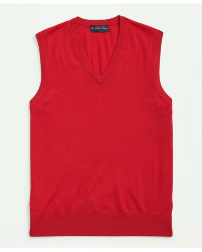 Brooks Brothers Fine Merino Wool Sweater Vest - Red