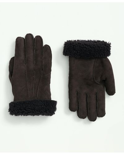 Brooks Brothers Shearling Sheepskin Gloves - Black
