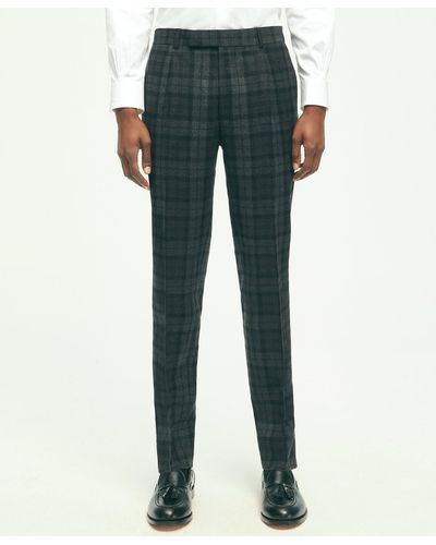 Brooks Brothers Slim Fit Stretch Wool Checked Dress Pants - Blue