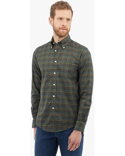 Brooks Brothers Green Non-iron Stretch Supima Cotton Button Down Collar Tattersall Shirt - Verde