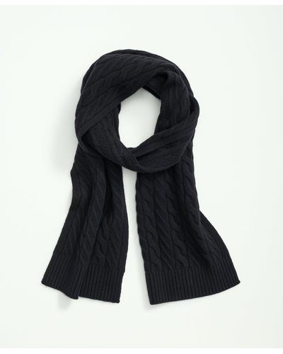 Brooks Brothers Merino Wool And Cashmere Blend Cable Knit Scarf - Blue