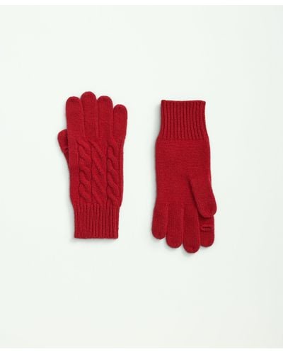 Brooks Brothers Merino Wool And Cashmere Blend Cable Knit Gloves - Red