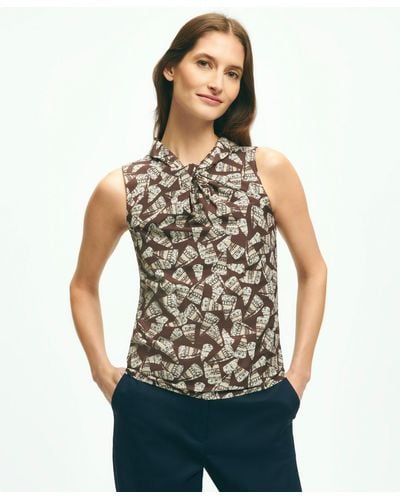 Brooks Brothers Shell Print Tie-neck Top - Multicolor