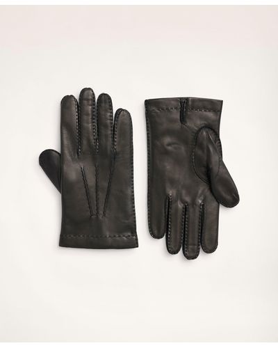 Brooks Brothers Lambskin Gloves With Cashmere Lining - Black