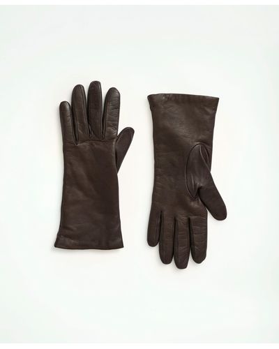 Brooks Brothers Lambskin Gloves With Cashmere Lining - Black