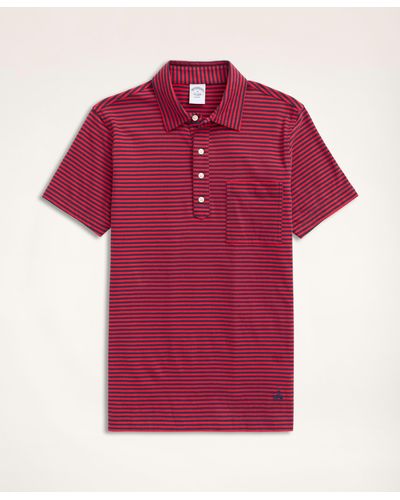 Brooks Brothers Vintage Jersey Feeder Stripe Polo Shirt - Red