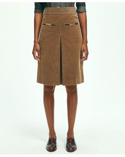Brooks Brothers Cotton Corduroy A-line Skirt - Natural