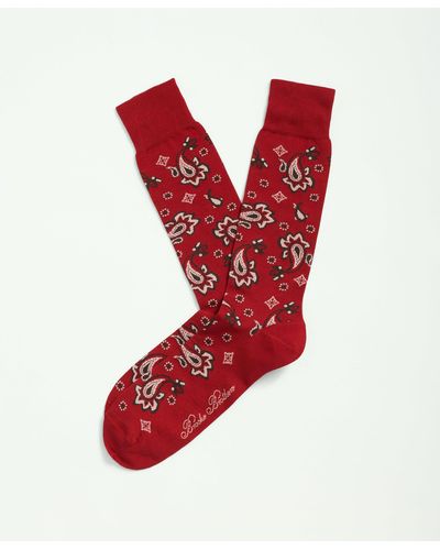 Brooks Brothers Cotton Blend Paisley Socks - Red