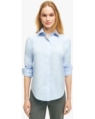 Brooks Brothers Camisa De Vestir De Algodón Supima Elástico Non-iron Corte Clásico - Azul