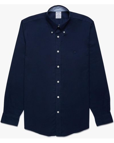 Brooks Brothers Regent Regular-fit Non-iron Sport Shirt, Oxford Stretch, Button-down Collar - Azul