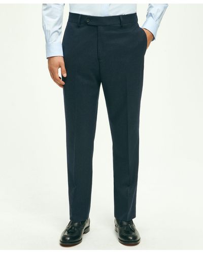 Brooks Brothers Classic Fit Wool Flannel Dress Pants - Blue