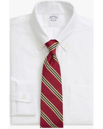 Brooks Brothers White Regular Fit Non-iron Cotton Oxford Dress Shirt With Button Down Collar - Blanco