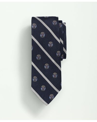 Brooks Brothers Silk Nautical Crest Striped Tie - Blue