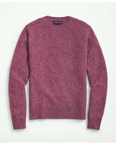Brooks Brothers Brushed Wool Raglan Crewneck Sweater - Purple