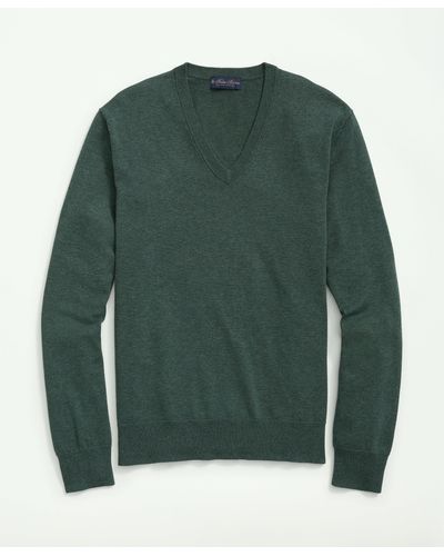 Brooks Brothers Big & Tall Supima Cotton V-neck Sweater - Green