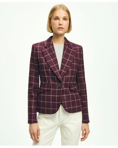 Brooks Brothers Wool Twill Windowpane Jacket - Purple