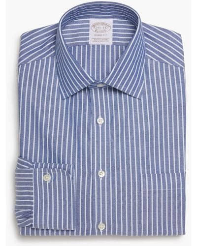 Brooks Brothers Camicia Elegante Soho Extra-slim Fit In Dobby Non-iron, Colletto Ainsley - Blu