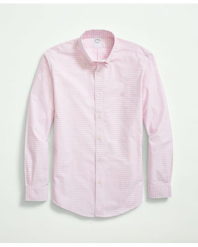 Brooks Brothers Big & Tall Stretch Non Iron Oxford Button-down Collar Sport Shirt - Pink