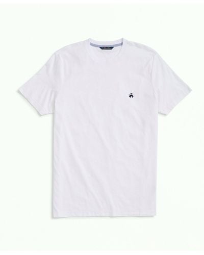 Brooks Brothers Washed Supima Cotton Logo Crewneck T-shirt - White