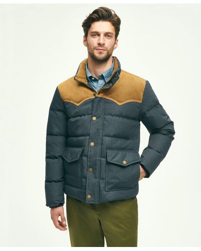 Brooks Brothers Down Denim Puffer Coat - Blue