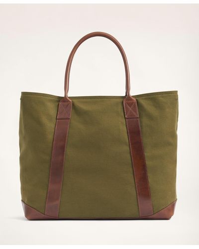Brooks Brothers Cotton Canvas Tote Bag - Green