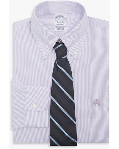 Brooks Brothers Camisa Violeta Pastel Regular Fit Non-iron De Algodón Con Cuello Button Down - Morado