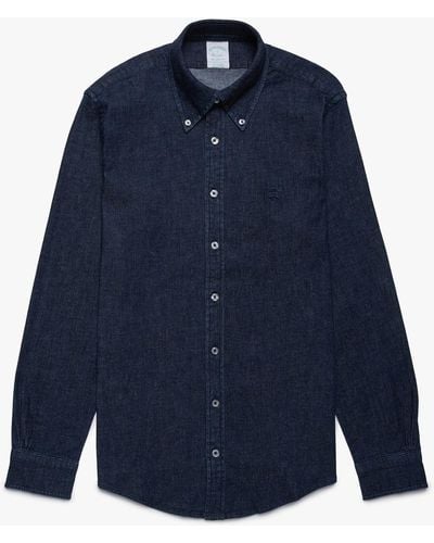 Brooks Brothers Milano Slim Fit Freizeithemd, Denim, Button-down-kragen - Blau