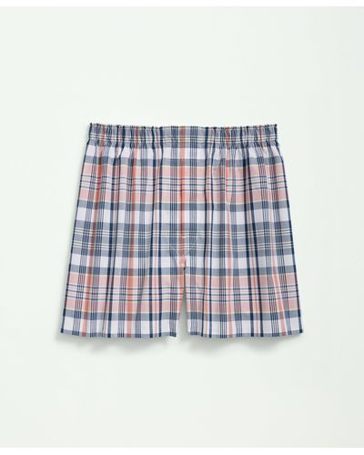 Brooks Brothers Cotton Broadcloth Madras Boxers - White