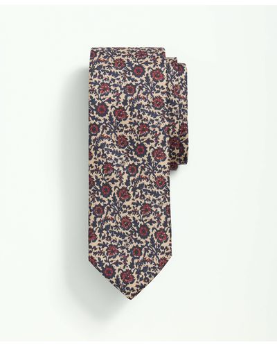 Brooks Brothers Silk Provence Floral Tie - White