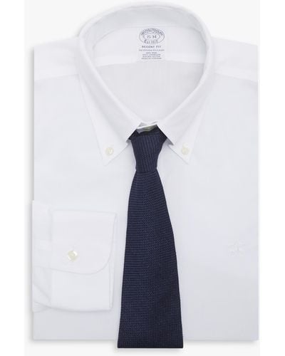 Brooks Brothers Camisa Blanca Regular Fit Non-iron De Algodón Con Cuello Button Down - Blanco